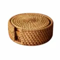 13cm Rattan Coaster Set of 6 with Holder