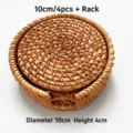 10cm Rattan Coaster Set of 4 with Holder