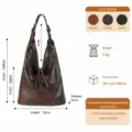 Sac cabas en cuir marron avec empiècements cousus main et options en brun, café et noir - Café