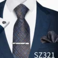 Blue Brown Plaid Jacquard Style (SZ321) / Four-Piece Set / Blue