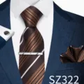 Brown Striped Jacquard Style (SZ322) / Four-Piece Set / Brown