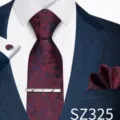 Wine Red Blue Floral Jacquard Style (SZ325)