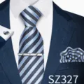 Blue White Tricolor Striped Jacquard Style (SZ327)