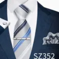Gray Blue White Striped Jacquard Style (SZ352)