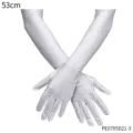 White Long Satin Gloves (PE0705D21-3BA) / 53cm