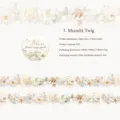 PET decorative tape with soft floral, pearl and ocean motifs, shown in two printed strips - Moonlight Twine (1)