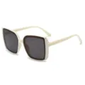Oversized square sunglasses with ivory frames and dark gray gradient lenses, 45-degree view - Off-white Frame Grey Lens