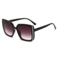 Oversized square sunglasses with a black frame, purple-brown gradient lenses and metal accents - Black Frame Gradient Grey