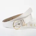 Ceinture blanche en similicuir avec boucle ronde en D dorée et détails à double passant - 106*2.8 / Blanc