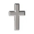 Silver metal cross brooch with a matte brushed finish and beveled edges on a white background - Matte Silver Cross (QHXZ7722) / Silver