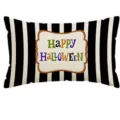 Κάλυμμα Μαξιλαριού 30x50cm / Μαύρο Άσπρο Ρίγες Happy Halloween (YMY-008)