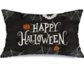 Κάλυμμα Μαξιλαριού 30x50cm / Μαύρο Happy Halloween Κολοκύθα Ιστός (YMY-011)