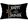Κάλυμμα Μαξιλαριού 30x50cm / Μαύρο Happy Halloween Ιστός Κόμπος (YMY-015)