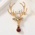 Deer Head with Red Pendant (YNCP3884) / Gold