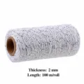 2mm x 100m / Silver Thread+White