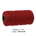 2mm x 100m / Gold Thread+Red