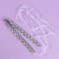 Silver rhinestone bridal dress belt with clear marquise and round stones, sheer white ribbon ties - Luxury Floral Forest Style (WS-J265S)