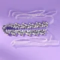 White bridal rhinestone belt with a sparkling silver floral centerpiece and sheer ribbon ties - Floral Rhinestone Versatile Style (WS-J281S)