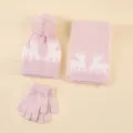 Hut Schal Und Handschuhe Set / Rosa