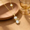 Cat Pendant (T1383) / Double Pendant / Gold