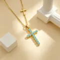 Double Pendant Blue Stone Style (T3235)