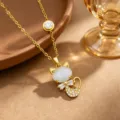 Cat Shape Pendant (T1393) / Double Pendant / Gold