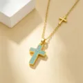 Double Pendant Blue Stone Style (T3222)