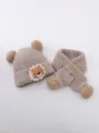 44-51cm (5M-4Y) / Set (Hat + Scarf) / Gray Beige (Sun Bear)