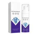 Mousse dépilatoire 100 ml, flacon-pompe blanc, capuchon transparent et boîte violette et blanche - 100ml