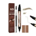 6D hair-like eyebrow pen in light brown, with dual-ended spoolie brush and multi-prong tip - 1 Brow Pen, 1 Brush / Tan