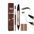 6D hair-like eyebrow pencil in #03 black brown, rose-gold dual-ended pen with spoolie brush - 1 Brow Pen, 1 Brush / Dark Brown