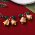 Style 4# Gold Bell with Holly Leaves & Glitter / 2.2*2.9cm