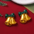 Style 5# Gold Bell with Smooth Green Bow / 2.7*2.8cm