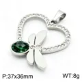 Silver Base with Green Gem (KP119867-K) / Pendant Only (Without Chain)