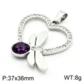 Silver Base with Purple Gem (KP119869-K) / Pendant Only (Without Chain)