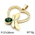 Gold Base with Green Gem (KP119872-K) / Pendant Only (Without Chain)
