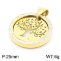 Baum des Lebens Gravierter Runder Stil (KP56393-K) / Anhänger Ohne Kette / Gold
