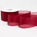 Sheer Ribbon (6K23) / Width 4cm Length 18m / Light Wine Red