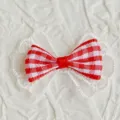 Nœud Dentelle Gingham / 4x2.5cm / Rouge