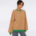 S / Tops / Green Trim & Orange/Grey Stripes