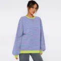 S / Tops / Fluorescent Green Trim & Purple/Blue Stripes