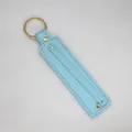 Gold Ring / 8mm Artificial Leather Keychain Ring / Light Blue