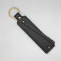 Gold Ring / 8mm Artificial Leather Keychain Ring / Black