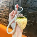 White - Seeded Simulated Strawberry Pendant
