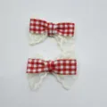 Geruite Strik Accessoire (Zonder Klem) (5) / Rood