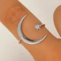 Stern Mond Offener Ring / Silber