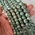 6mm (Approx. 60 Pieces) / Natural Green Spot Stone