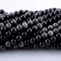 6mm (60 Pieces/String) / Silver Sheen Obsidian