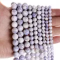6mm (Approx. 60 Pieces/String) / Natural Purple Spotted Stone