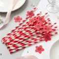 20 Stück/Packung / Gepunkteter Roter Blumen Strohhalm